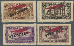 (*) Syrien: 1925, Airmails, 2pi. To 10pi., Set Of Four Values With "SPECIMEN" Overprint, On Piece, Originating From Pres - Syria