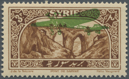 ** Syrien: 1926, Airmails 3pi. Brown With GREEN Overprint Instead Of Red, Unmounted Mint. Rare And Attractive! Maury PA3 - Syria