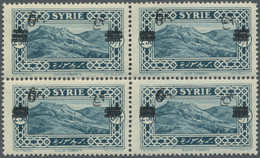 ** Syrien: 1926, 6pi. On 2.50pi. Greenish Blue, Block Of Four With DOUBLE Overprint, Unmounted Mint (slight Fingerprints - Syria