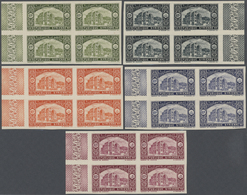 ** Syrien: 1934, 10 Years Republic Complete Imperf Set Blocks Of Four, Mint Never Hinged, Very Fine And A Scarce Offer, - Syrie