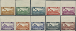 * Syrien: 1934, 10th Anniversary Of Republic, Airmails 0.50pi. To 100pi., Complete Set Of Ten Values As IMPERFORATE Top - Syria