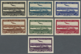 * Syrien: 1940, Airmails, 0.25pi. To 50pi., Complete Set Of Seven Values IMPERFORATE, Mint O.g. With Hinge Remnant. Maur - Syria