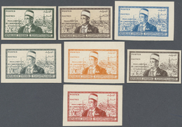 (*) Syrien: 1942, Independence President El-Husni Seven Proofs On Card In Different Colors Without Value, Fine And Very - Syria