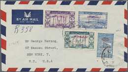 Syrien: 1946, Medicine Congress Air Mails Overprinted Issue Of Three Values On FDC Air Mail To USA With Arrival Mark On - Syrie