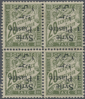 ** Syrien - Portomarken: 1921, Postage Due 1p./20c. Olive Green Block Of Four Showing Variety Inverted Overprint, Mint N - Syrie