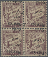 (*) Syrien - Portomarken: 1921, Postage Due 3p./50c. Lilac Block Of Four Showing Variety Inverted And Shifted Overprint, - Syria