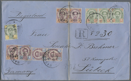 Br Thailand: 1894, Attractive Franking On Large Sized Registered Cover From "BANGKOK 20.11.94" To Lübeck/Germany With Ar - Tailandia