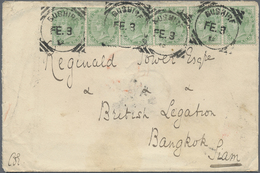 Br Thailand: 1902. Envelope Addressed To The ‘British Legation Bangkok, Siam' Bearing India SG 113, ½a Yellow-gree - Thaïlande