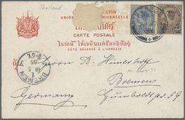 Thailand: 1904, "2 Atts" And 1 "Att" On Picture Card "Royal Family" Sent From "SINGAPORE AP 17 05" To Bremen, Germany Wi - Thaïlande