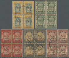 /O Thailand: 1908 'Jubilee' Complete Set In Blocks Of Four, Used And Cancelled By Central Strike Of Bangkok Cds, Light T - Thaïlande