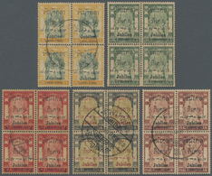 /O Thailand: 1908 'Jubilee' Complete Set In Blocks Of Four, Used And Cancelled By Central Strike Of Bangkok Cds, Light T - Tailandia