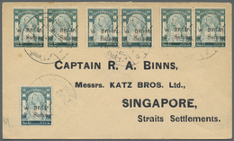 Br Thailand: 1909, Printed Envelope Bearing 7x "2 Satang" On 2 Atts Green Sent From Bangkok To Sinagpore. - Thailand