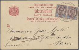 Br Thailand: 1909. Picture Post Card Of 'Wild Elephants, Ajuthia' Addressed To Paris Bearing SG 110, 2a On 24a Purple An - Thailand