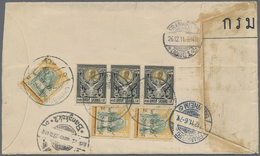 Br Thailand: 1911 REGISTERED Cover From Langsuen To Frankfurt, Germany Franked On The Reverse By Pair And Single Of 1909 - Tailandia