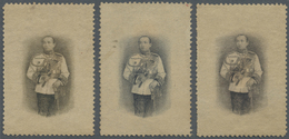 (*) Thailand: 1912 'King Vajiravudh': Three Different Proofs Of Large Design, Center Only, In Black, Brown And Blackish - Thailand