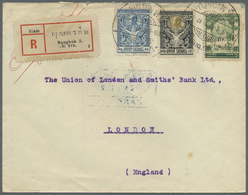 Br Thailand: 1912. Registered Envelope To London Bearing Yvert 88, 2s On 2a Green, Yvert 99, 12s Black And Olive And Yve - Tailandia