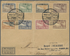 Br Thailand: 1925. Registered Air Mail Envelope (vertical Fold) Addressed To Paris Bearing SG 230-237 Set Of Eight Tied - Thailand