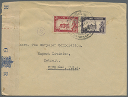 Br Thailand: 1941. Censored Envelope (shortened On Top) Addressed To Michigan Bearing SG 287, 5s Purple And SG 288, 10a - Thaïlande