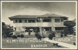 Br Thailand: 1953. Photographic Card Of 'K.L.M. Resthouse, Plaswijck, Laksi, Bangkok' Bearing SG 345, 2b Blue-green Tied - Thaïlande