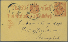 GA Thailand - Ganzsachen: 1894. Siam Postal Stationery Card 1 Att Orange Cancelled By Prachinburi Single Ring Date Stamp - Thaïlande