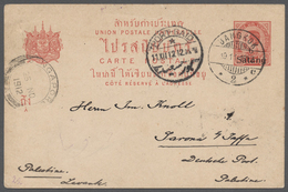 GA Thailand - Ganzsachen: 1912, 6 Satang Uprated 4 S. Postal Stationery Card Tied By "BANGKOK 2c - 19.11.1912" Cds., Via - Thaïlande