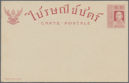 GA Thailand - Ganzsachen: 1919 Postal Stationery Card 5s. Red, With Printer "Waterlow & Sons Ld. London." On Lower Left, - Thaïlande