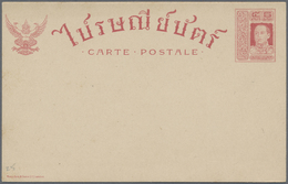 GA Thailand - Ganzsachen: 1919 Postal Stationery Card 5s. Red, With Printer "Waterlow & Sons Ld. London." On Lower Left, - Thailand