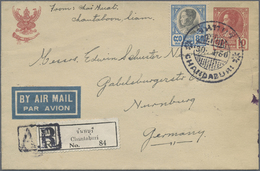 GA Thailand - Ganzsachen: 1937. Registered Air Mail Postal Stationery Envelope 10s Red Upgraded With SG 259, 80s Black A - Thaïlande