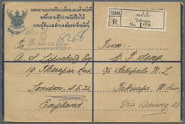 GA Thailand - Ganzsachen: 1937. Registered Postal Stationery Envelope 15s Blue Upgraded With SG 254, 5s Violet And SG255 - Thailand