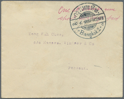 Br Thailand - Stempel: 1907, Provisional Prepayment Of Postage In Cash On Local Cover With Handwritten Endorsement "One - Thaïlande