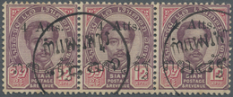 O Thailand - Stempel: "KAMPHAENG PHET" Native Cds On 1894-99 4a. On 12a. Horizontal Strip Of Three, Two Superb Strikes, - Thaïlande