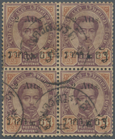 /O Thailand - Stempel: "NAKHON SAWAN" Native Cds On 1894 2a. On 64a. Block Of Four, Clear Strikes (one Complete And Two - Thailand