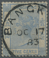 O Thailand - Besonderheiten: Britsh P. O. Bangkok: Hong Kong QV 5 C. Ultra Canc. "BANGK(OK) OC 17 83". - Tailandia