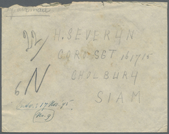 Br Thailand - Besonderheiten: 1945, LIBERATED DUTCH P.O.W.s BURMA-THAI RAILWAY. Stampless Envelope (opening Faults) Writ - Thailand