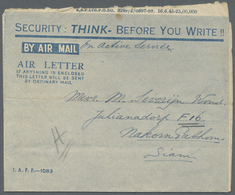 Br Thailand - Besonderheiten: 1945, LIBERATED DUTCH P.O.W.'s. BURMA-THAI RAILWAY. Blue Air Letter Endorsed 'On Active Se - Thailand