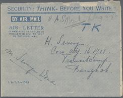 Br Thailand - Besonderheiten: 1945, LIBERATED DUTCH P.O.W.'s. BURMA-THAI RAILWAY. Blue Air Letter Endorsed 'On Active Se - Thailand