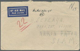 Br Thailand - Besonderheiten: 1945, LIBERATED DUTCH P.O.W.s BURMA THAI RAILWAY. Stampless Air Mail Envelope Written By ' - Thailand