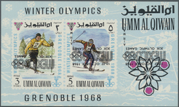 ** Umm Al Qaiwain: 1968, Olympic Games Mexico, Souvenir Sheet With INVERTED OVERPRINT, Unmounted Mint, Signed. - Umm Al-Qiwain