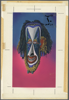 Umm Al Qaiwain: 1972. Artist's Drawing For The 10dh Value Of The MASKS Series Showing A MASK FROM TORRES STRAIT. Acryliy - Umm Al-Qiwain