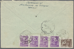 Br Vietnam-Nord (1945-1975): 1953, Production Funding 500 D. Brown And Vertical Strip Of 4 100 D. Violet, Eacht Tied By - Viêt-Nam