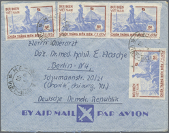 Br Vietnam-Nord (1945-1975): 1954, Airmail-envelope With 4x Dien-Bien-Phu 150 D Imperforated (pair And Two Single Stamps - Viêt-Nam