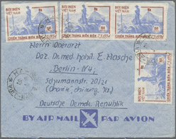 Br Vietnam-Nord (1945-1975): 1954, Airmail-envelope With 4x Dien-Bien-Phu 150 D Imperforated (pair And Two Single Stamps - Vietnam