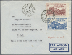 Br Vietnam-Nord (1945-1975): 1956, Railway-line Hanoi/Muc-Nam-Quan 100 D And 500 D On Airmail-letter Sent From "HA-NOI 4 - Vietnam