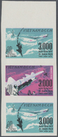 (*) Vietnam-Nord (1945-1975): 1968, Shooting Of The 3000th US 40 + 40 + 40 Xu, Imperforated Proof, Strip Of Three, Unuse - Viêt-Nam