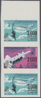 (*) Vietnam-Nord (1945-1975): 1968, Shooting Of The 3000th US 40 + 40 + 40 Xu, Imperforated Proof, Strip Of Three, Unuse - Vietnam