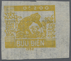 (*) Vietnam-Nord - Dienstmarken: 1953, NON ISSUED 0,200 (kilo Rice) Yellow On Light Tracing Ribbed Paper IMPERFORATED Fr - Viêt-Nam