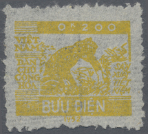 (*) Vietnam-Nord - Dienstmarken: 1953, NON ISSUED 0,200 (kilo Rice) Yellow On Light Tracing Ribbed Paper With Usual Perf - Viêt-Nam