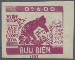 (*) Vietnam-Nord - Dienstmarken: 1953, 0,600 (kilo Rice) Red-lilac On Thick Paper IMPERFORATED From The Right Border, Is - Vietnam