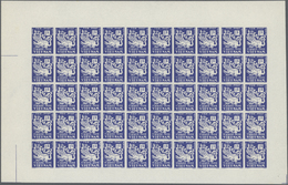 ** Vietnam-Süd - Portomarken: 1952. 1$ Bleu Dragon. Panneau Complet De 50 Non Dentelés. Sans Couleur Argent. - Viêt-Nam