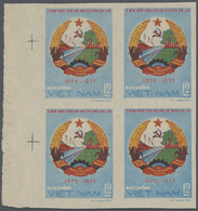 (*)/ Vietnam, Soz. Republik (ab 1975): 1977, Laos New Coat Of Arms 12xu, Imperforated Block Of 4 With Sheet Margin At Le - Vietnam